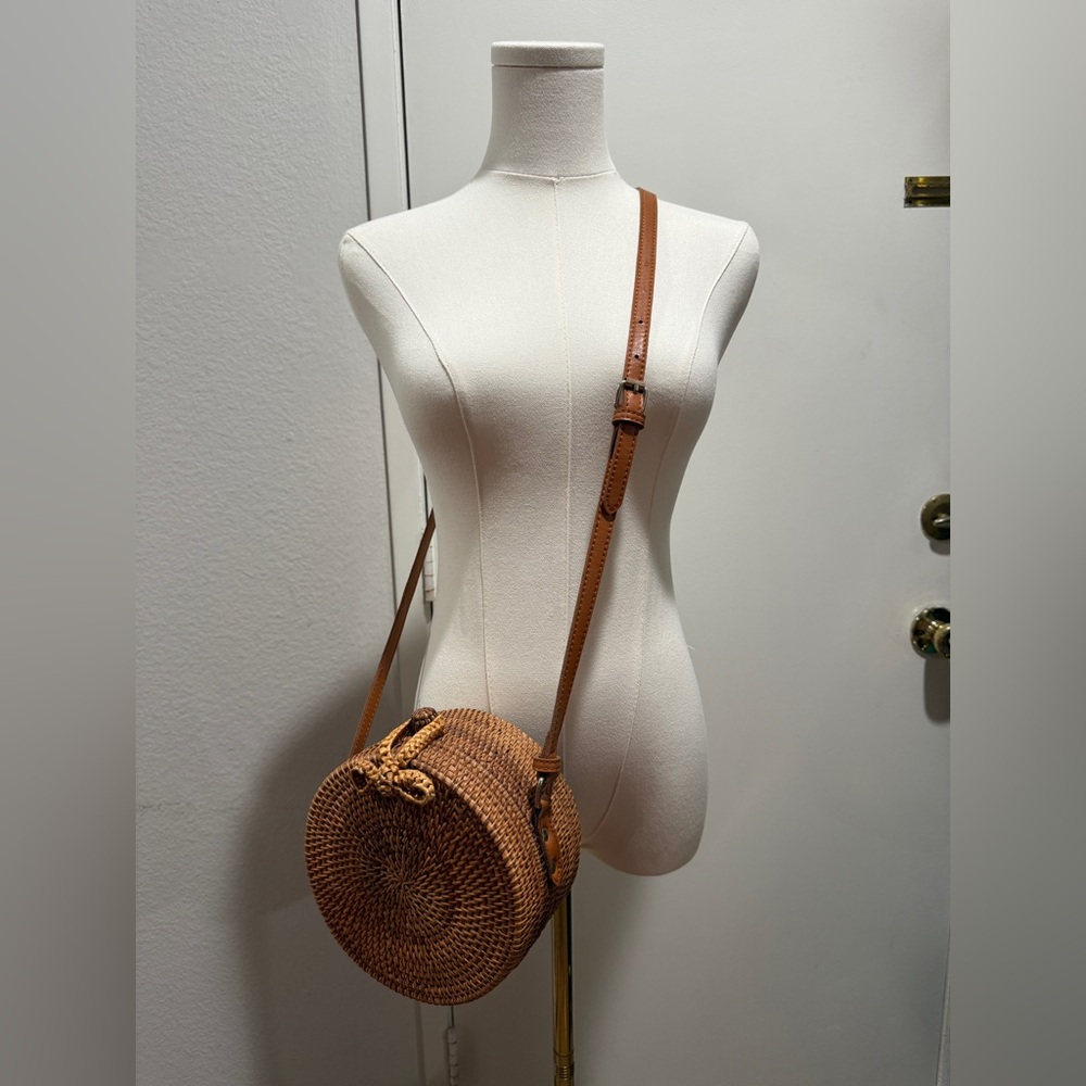 Brown Woven Crossbody Bag